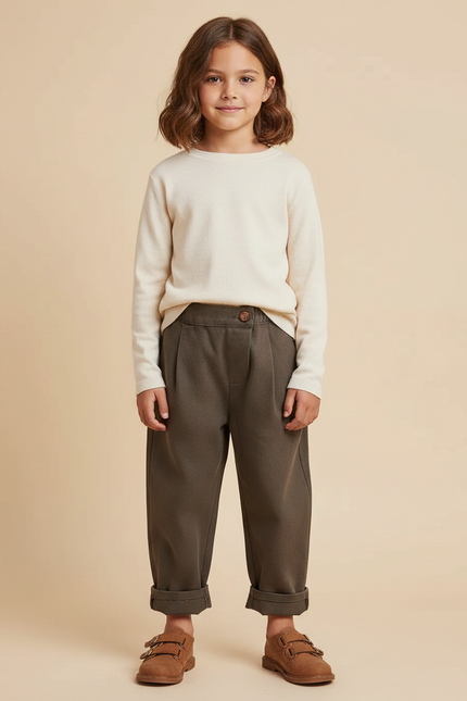 Pantalon Slouchy Marron - Kaki Molleton