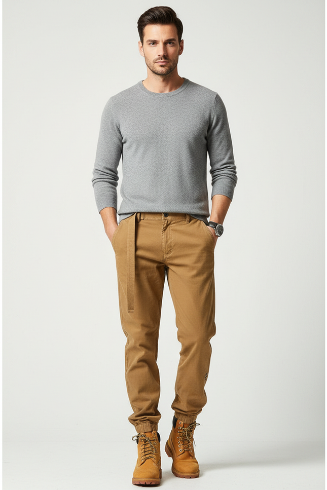 Pantalon Jogging Marron - Camel Gabardine