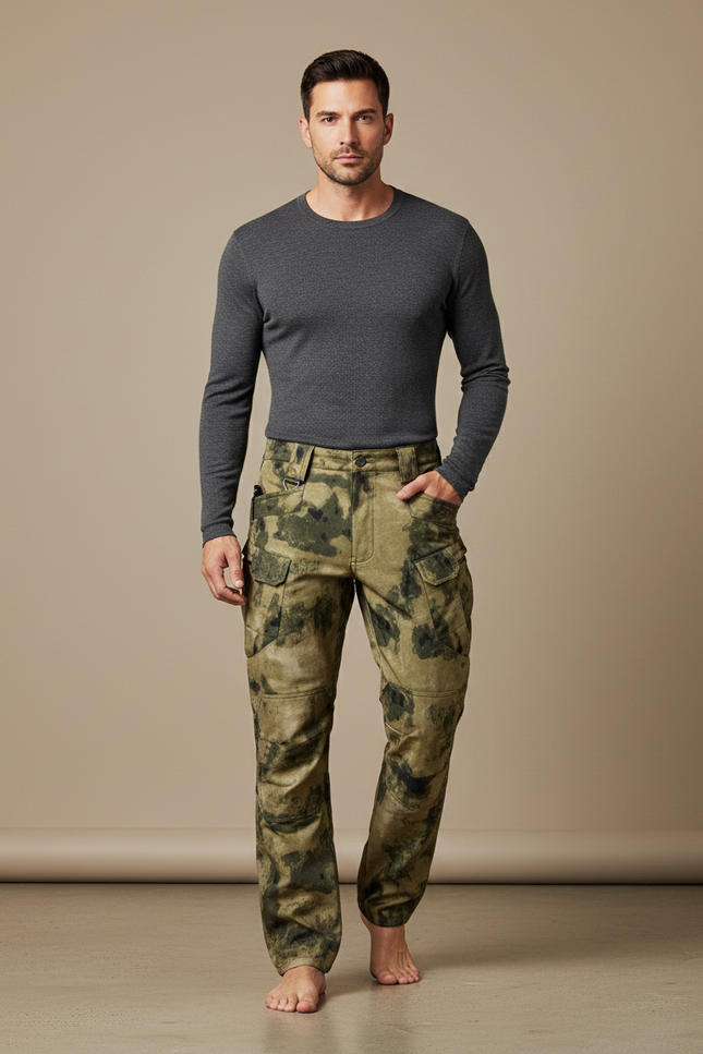 Pantalon Marron Camouflage Militaire Cargo Homme - Kaki Toile