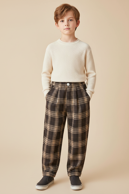 Pantalon Prince De Galles Marron - Tweed