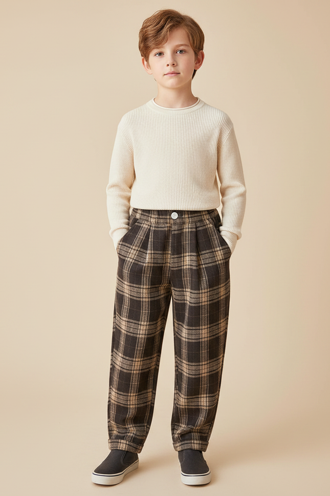 Pantalon Prince De Galles Marron - Tweed