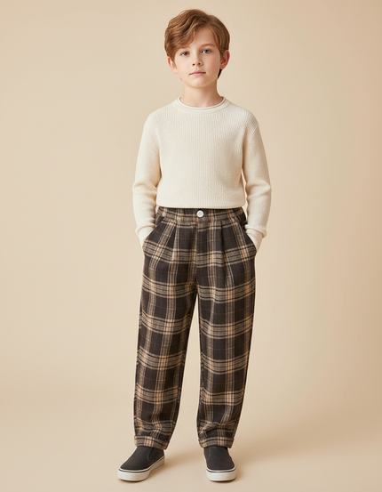 Pantalon Prince De Galles Marron - Tweed