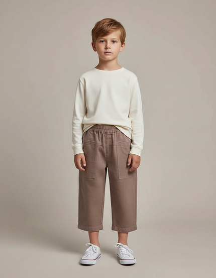 Pantalon Marron Ample Coton Décontracté Enfant Garçon - Molleton