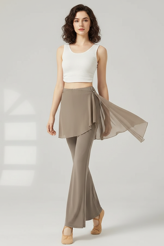 Pantalon Marron Évasé Fluide Danse Classique Femme - Polyester