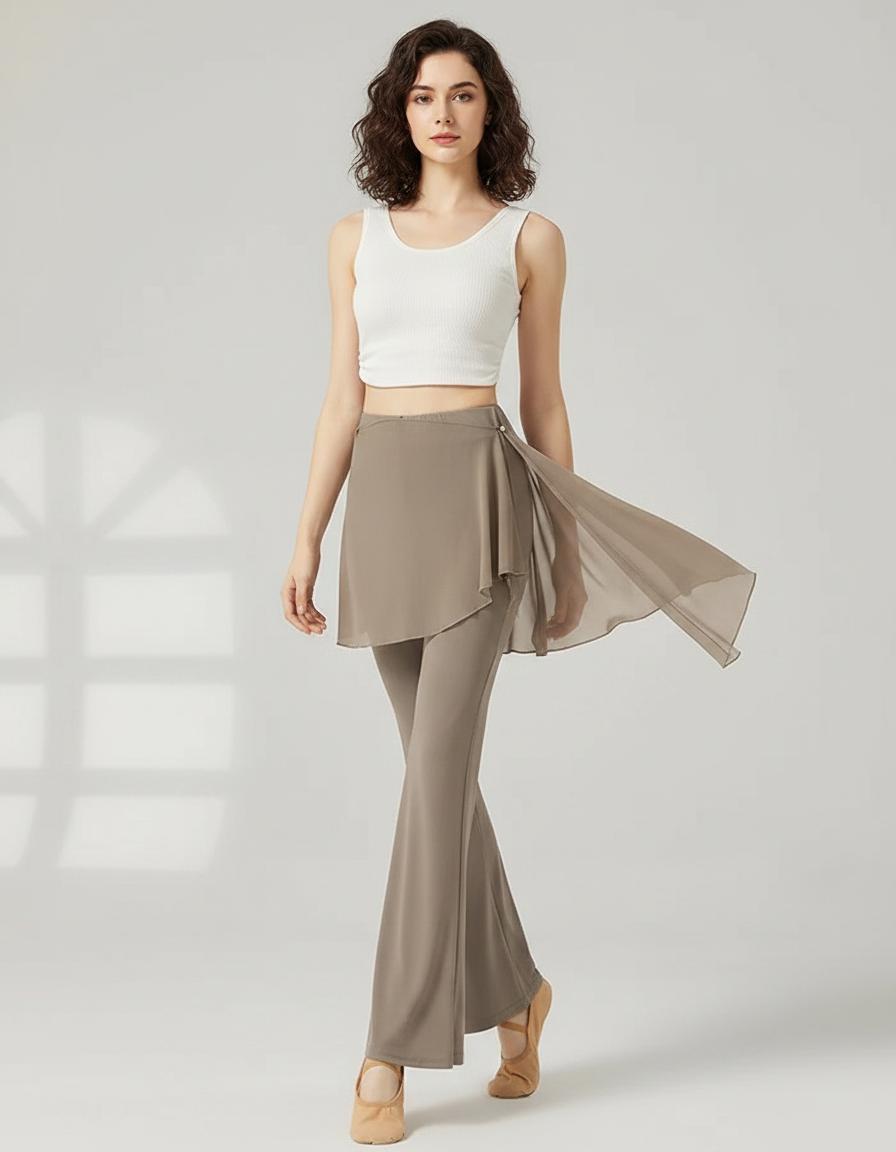 Pantalon Marron Évasé Fluide Danse Classique Femme - Polyester