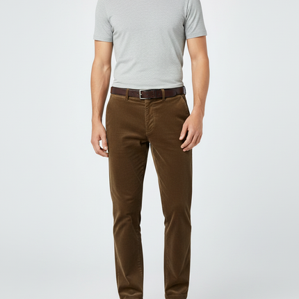 Pantalon Marron Côtelé Droit Homme Décontracté - Cordé