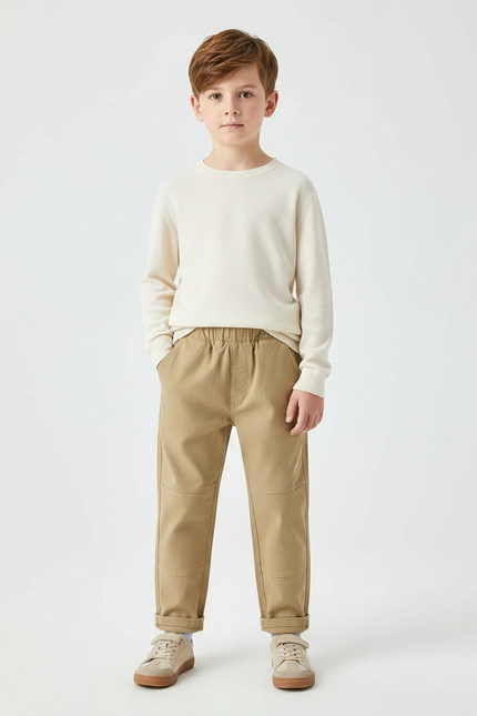 Pantalon Beige Et Marron - Gabardine