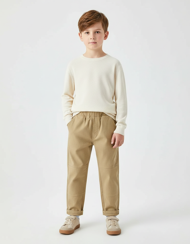 Pantalon Beige Et Marron - Gabardine