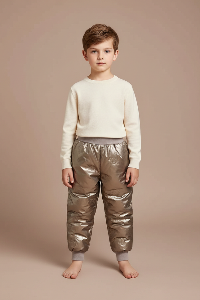 Pantalon Marron Brillant Matelassé Imperméable Hiver Enfant - Doré Polyester