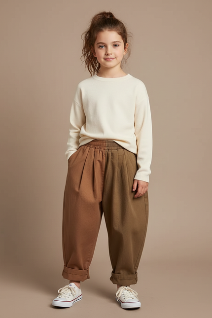Pantalon Patchwork Marron - Multicolore Coton
