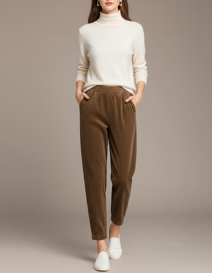 Pantalon Carotte Marron - Cordé