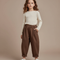 Pantalon Marron Ample Plissé Enfant Décontracté Confortable - Molleton
