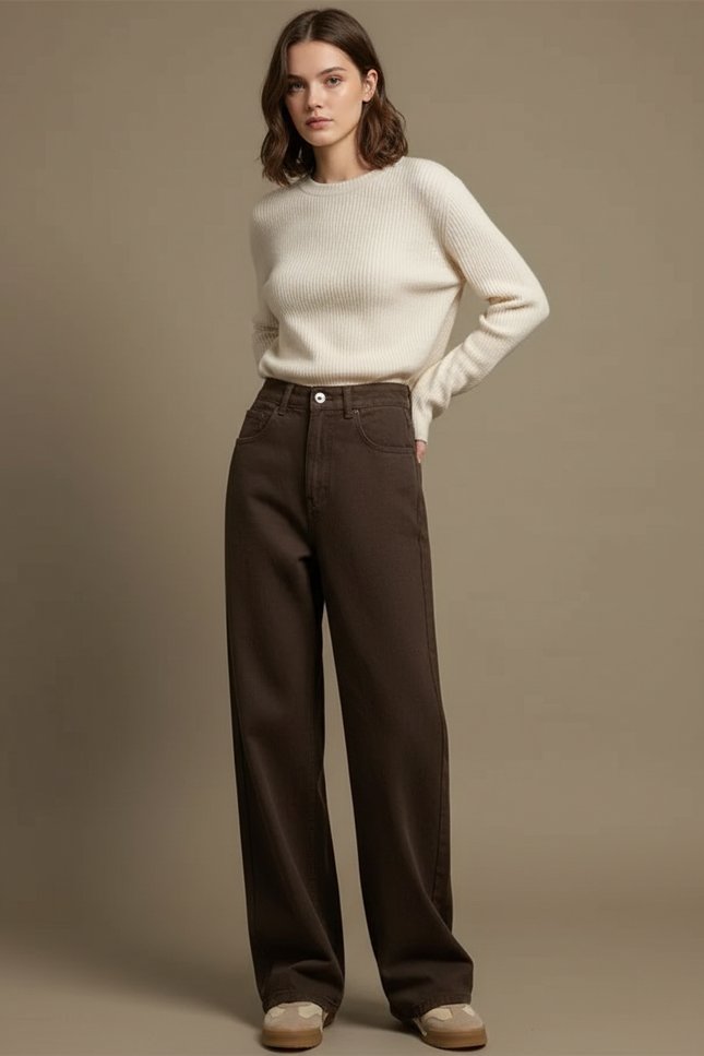 Pantalon Marron Grande Taille Femme - Jean
