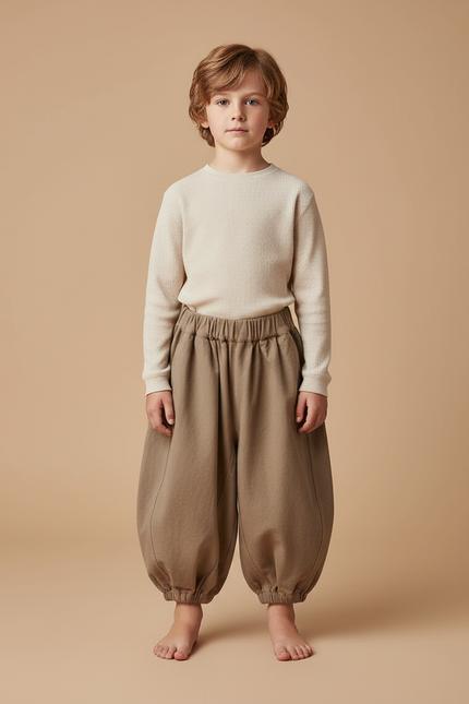 Pantalon Marron Ample Coton Confortable Enfant