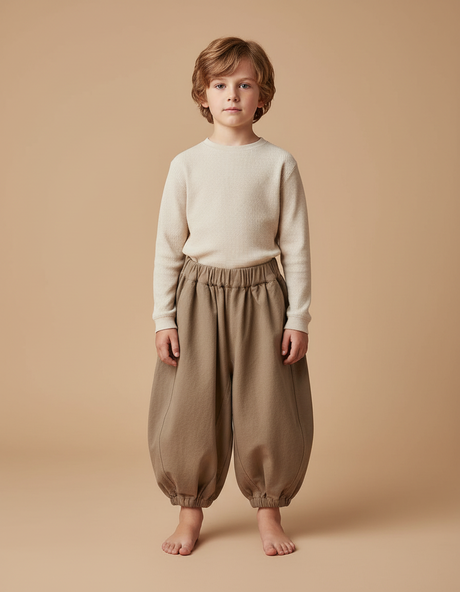 Pantalon Marron Ample Coton Confortable Enfant