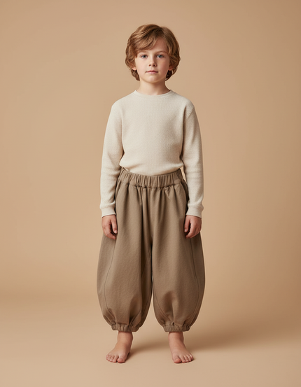 Pantalon Marron Ample Coton Confortable Enfant