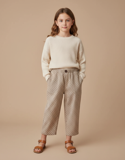 Pantalon Marron À Pois Coupe Ample Décontracté Enfant - Cordé