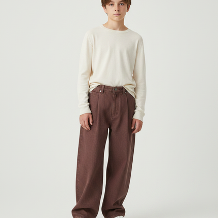 Pantalon Marron Ample Denim Décontracté Enfant - Jean