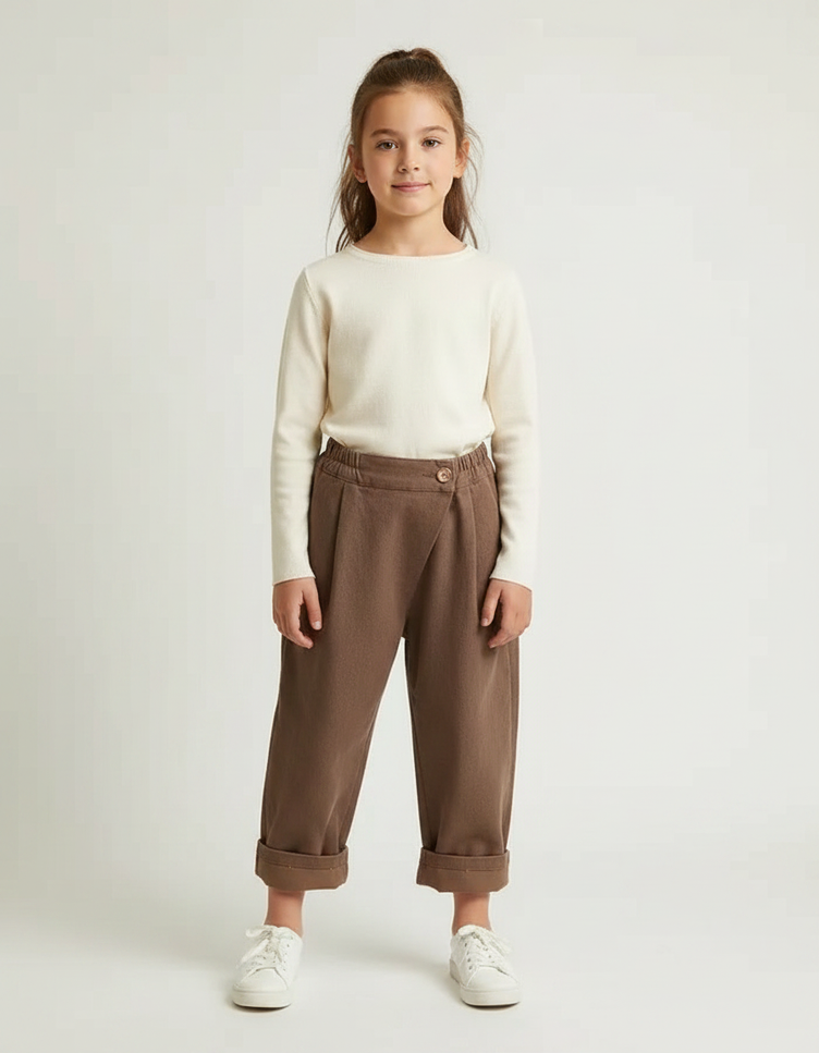 Pantalon Barrel Marron - Molleton
