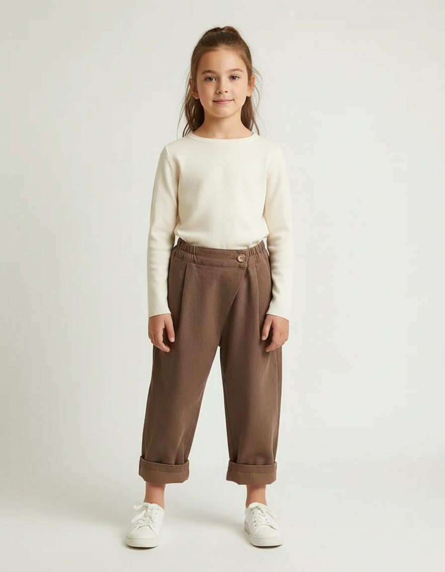 Pantalon Barrel Marron - Molleton