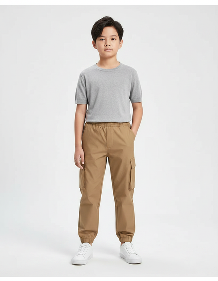 Pantalon Marron Cargo Enfant Décontracté Coton - Kaki
