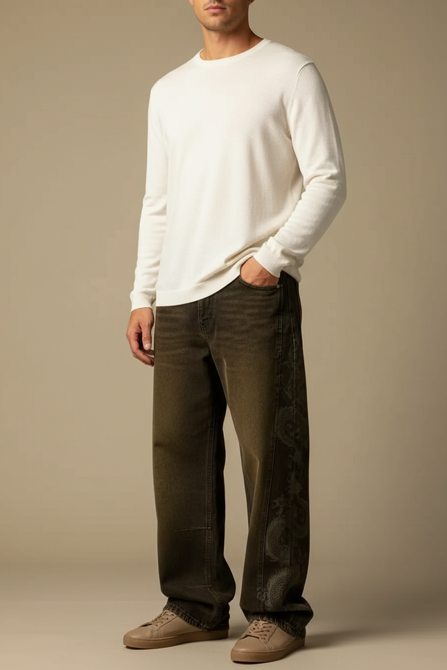 Pantalon Jean Marron Homme