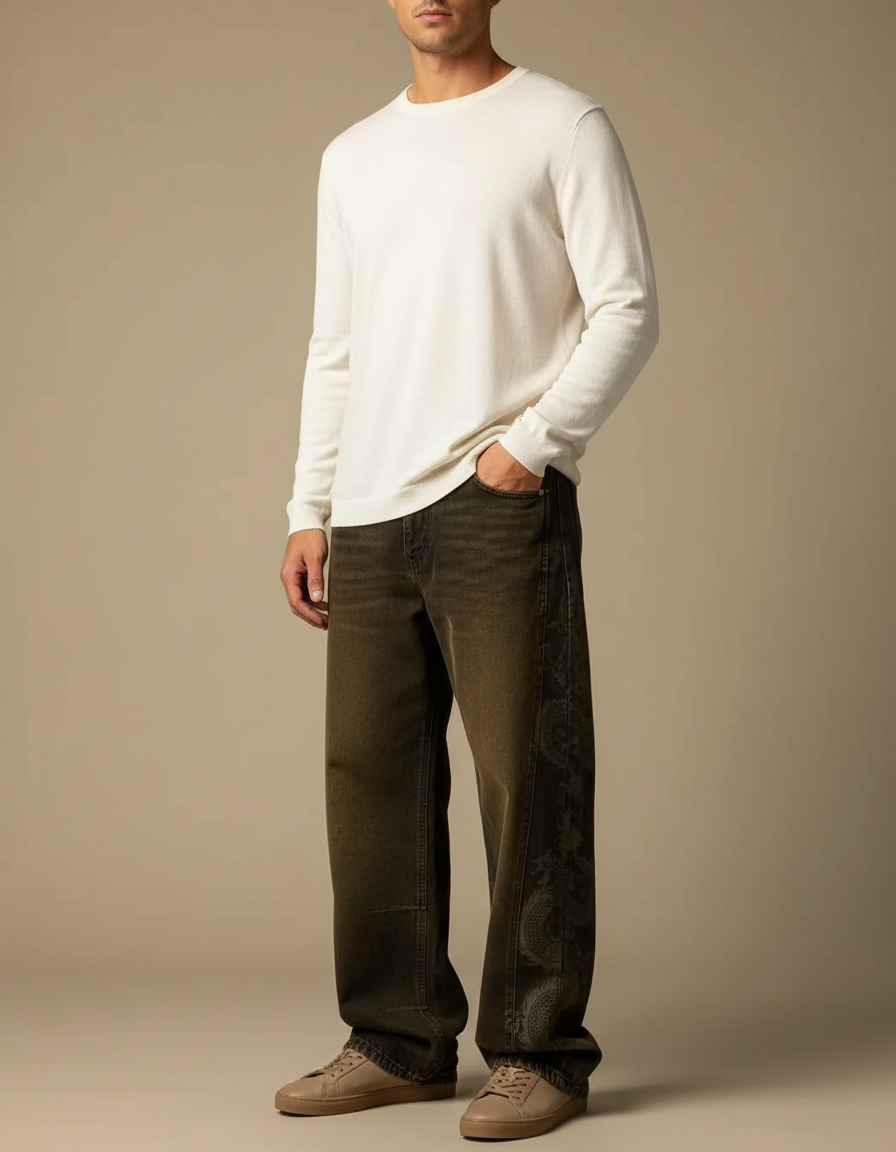 Pantalon Jean Marron Homme