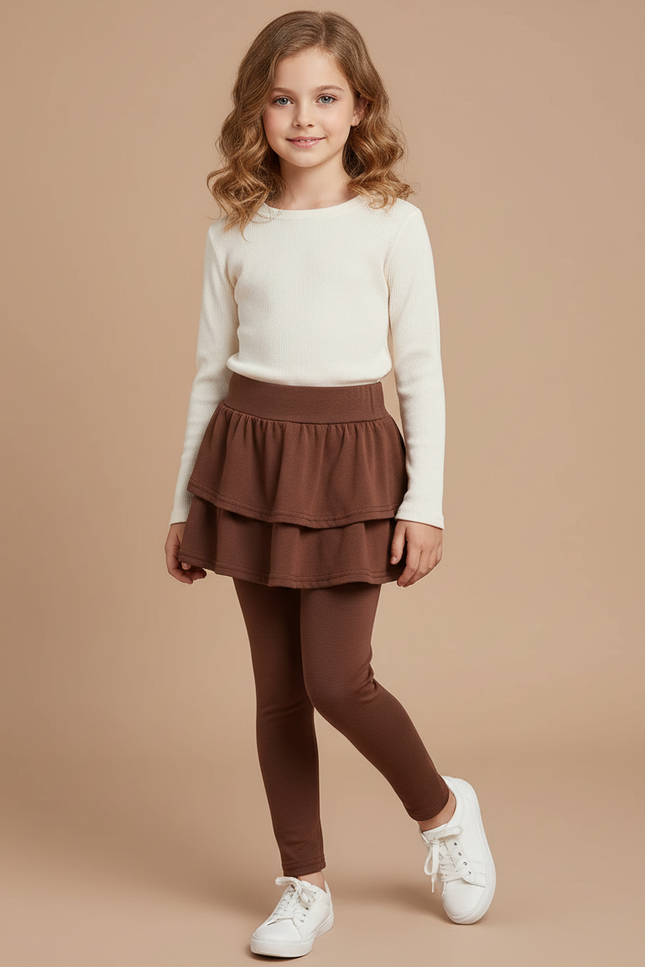 Pantalon Marron Jupe-culotte Coton Fille Confortable - Molleton