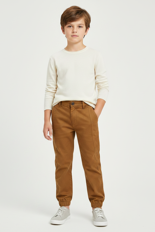 Pantalon Marron Coton Décontracté Garçon Jogger