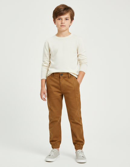 Pantalon Marron Coton Décontracté Garçon Jogger