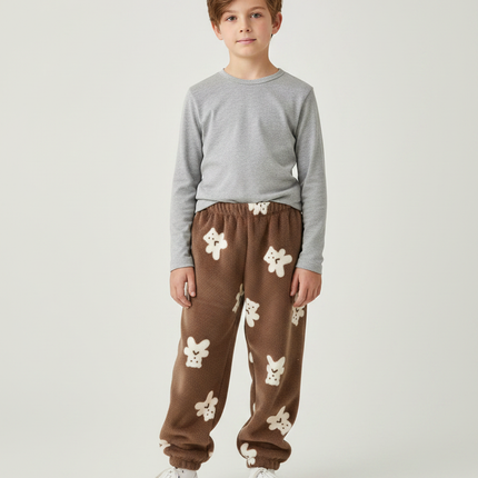 Pantalon Marron Peluche Ours Enfant Doux Confortable - Molleton
