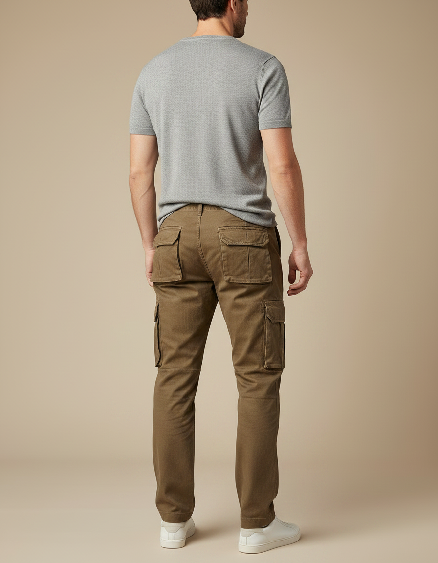 Pantalon Treillis Marron - Kaki Toile - vue 2
