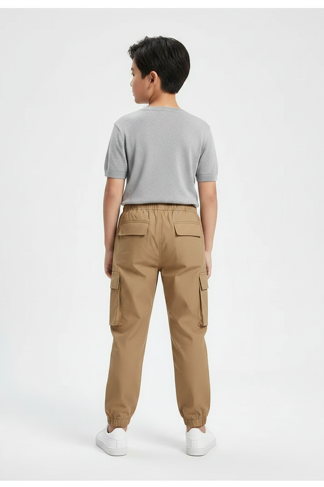 Pantalon Marron Cargo Enfant Décontracté Coton - Kaki - vue 2