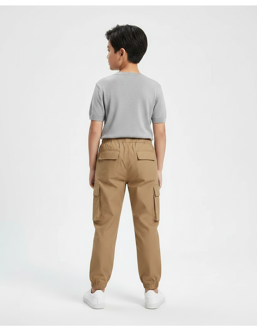 Pantalon Marron Cargo Enfant Décontracté Coton - Kaki - vue 2