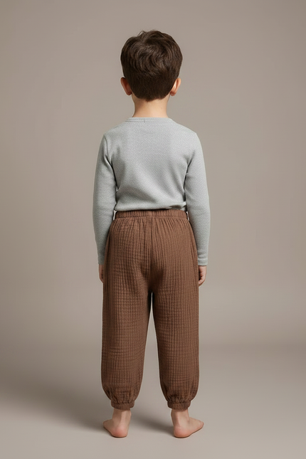 Pantalon Gaze De Coton Marron - vue 2