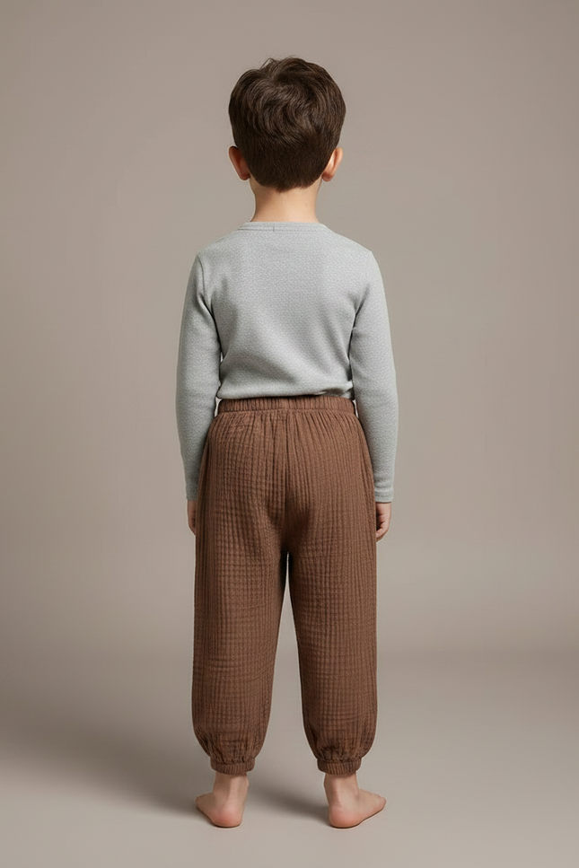 Pantalon Gaze De Coton Marron - vue 2