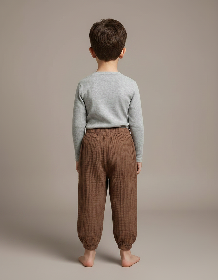 Pantalon Gaze De Coton Marron - vue 2