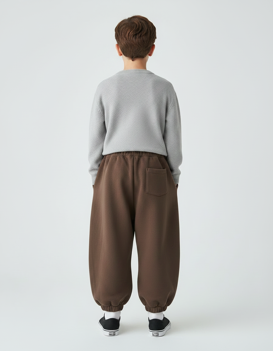 Pantalon Marron Ample Élastique Molletonné Enfant - vue 2