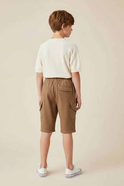 Pantalon Marron Cargo Coton Ample Garçon Décontracté - vue 2