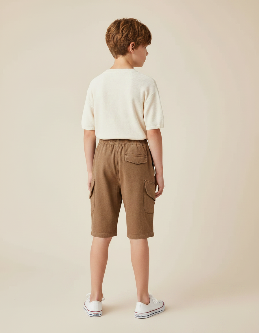 Pantalon Marron Cargo Coton Ample Garçon Décontracté - vue 2