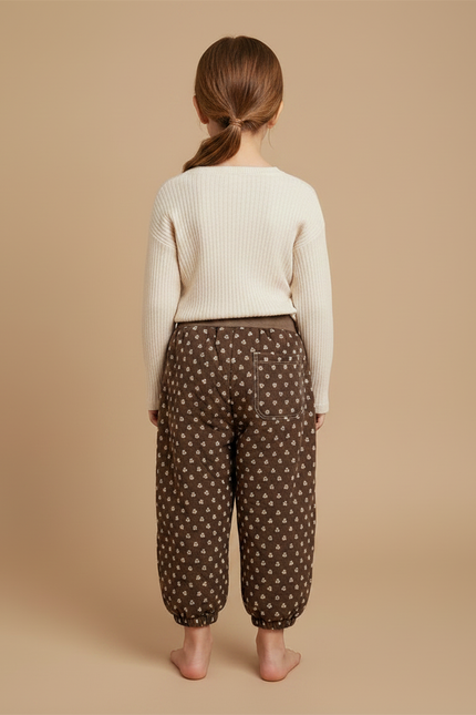 Pantalon Marron Matelassé Imprimé Ample Enfant Hiver - Molleton - vue 2