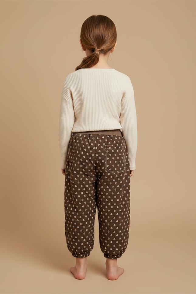 Pantalon Marron Matelassé Imprimé Ample Enfant Hiver - Molleton - vue 2
