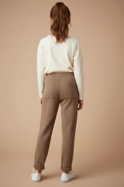 Pantalon Marron Chiné Tricoté Confortable Décontracté Enfant - Maille - vue 2