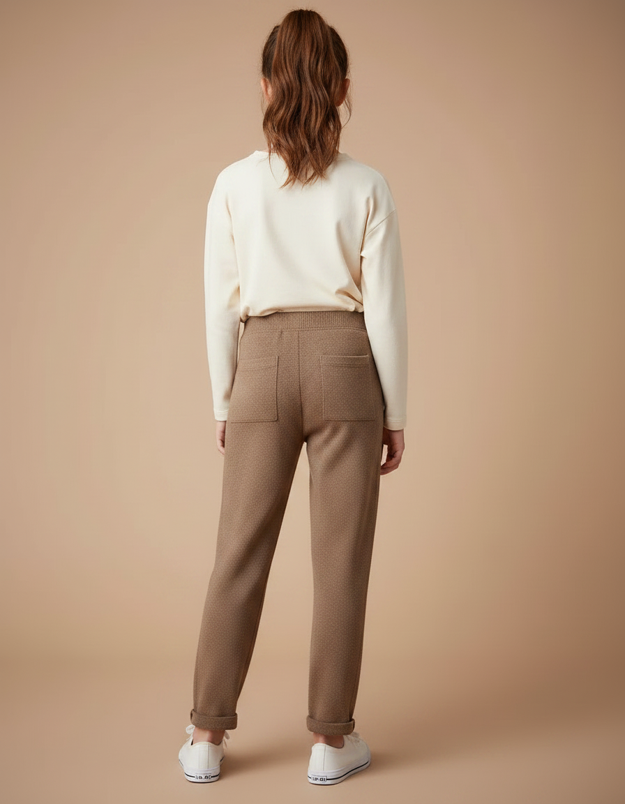 Pantalon Marron Chiné Tricoté Confortable Décontracté Enfant - Maille - vue 2