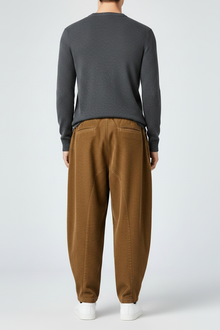 Pantalon Marron Côtelé Ample Épais Cordon Homme - Cordé - vue 2