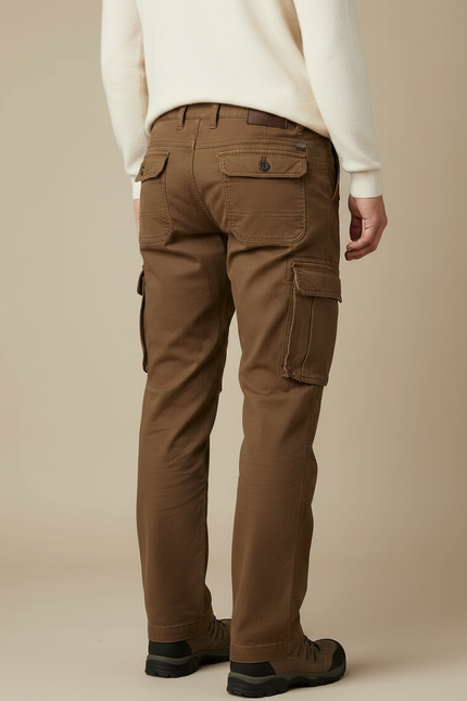 Pantalon Marron Cargo Coton Décontracté Homme Robuste - Toile - vue 2