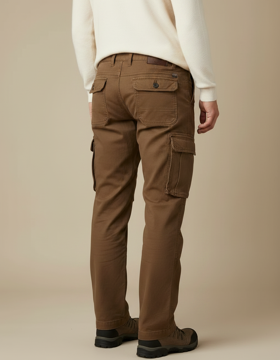 Pantalon Marron Cargo Coton Décontracté Homme Robuste - Toile - vue 2