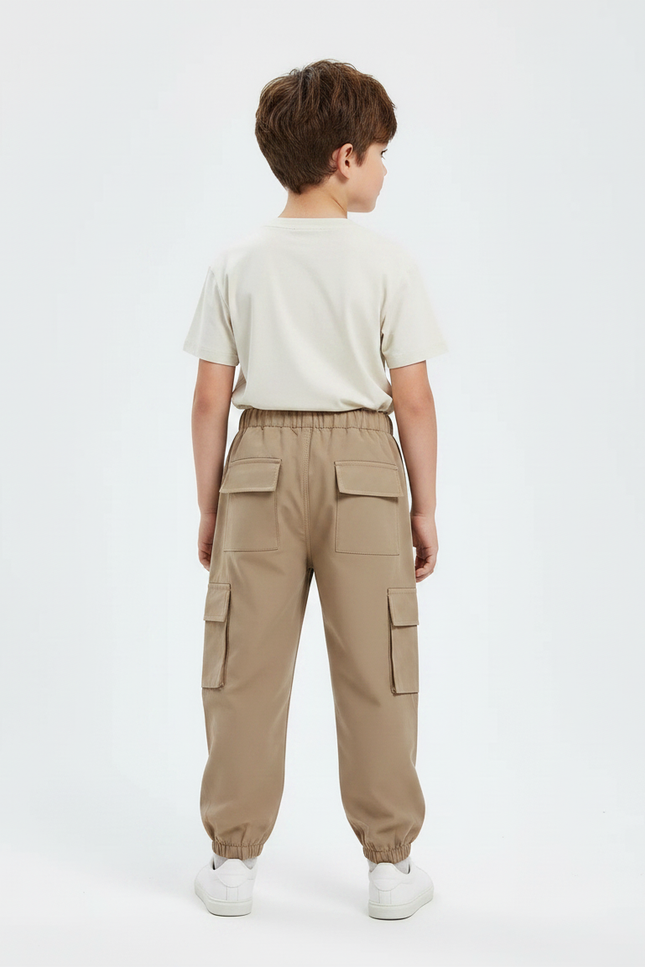 Pantalon Marron Cargo Décontracté Poches Élastique Garçon - Polyester - vue 2