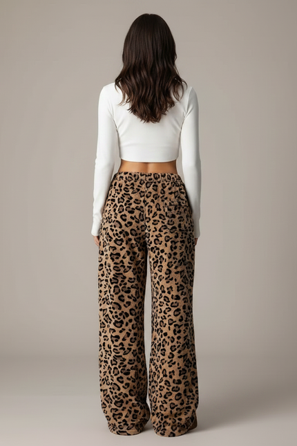 Pantalon Léopard Marron - Molleton - vue 2