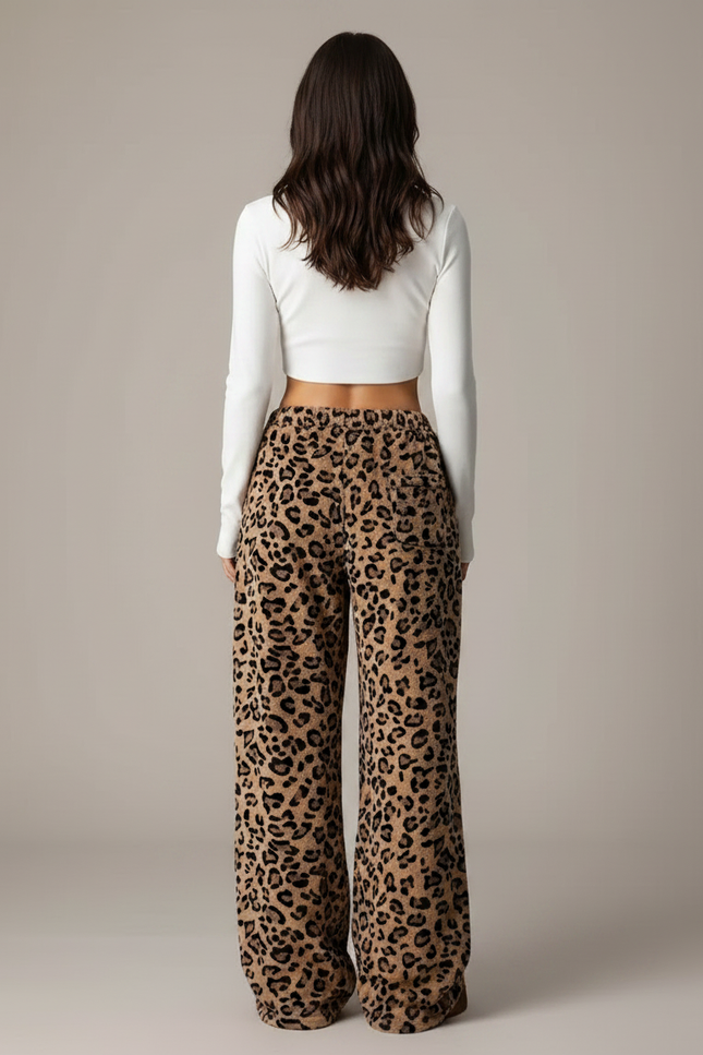 Pantalon Léopard Marron - Molleton - vue 2